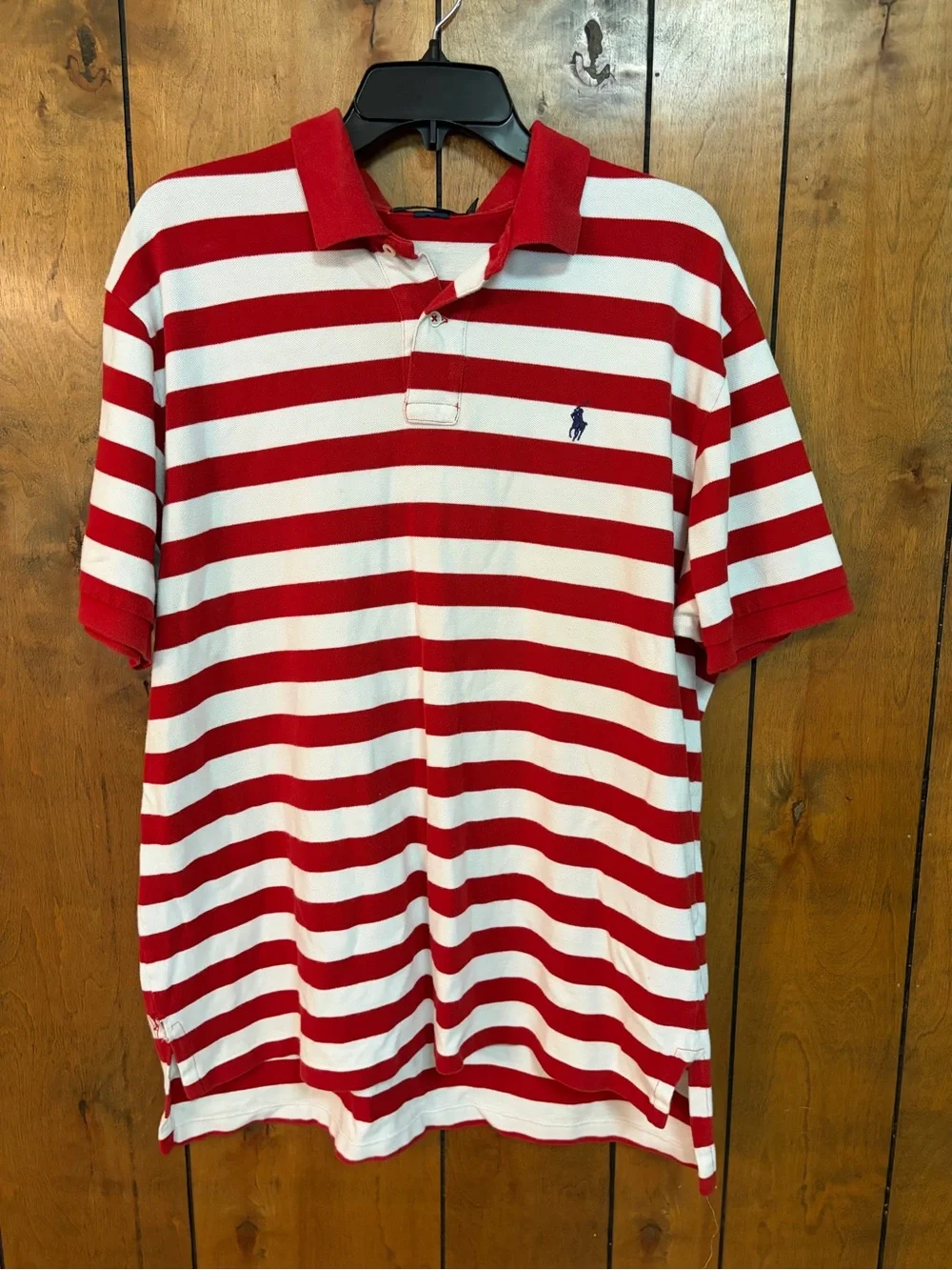 Ralph Lauren Red and White Striped Polo Shirt